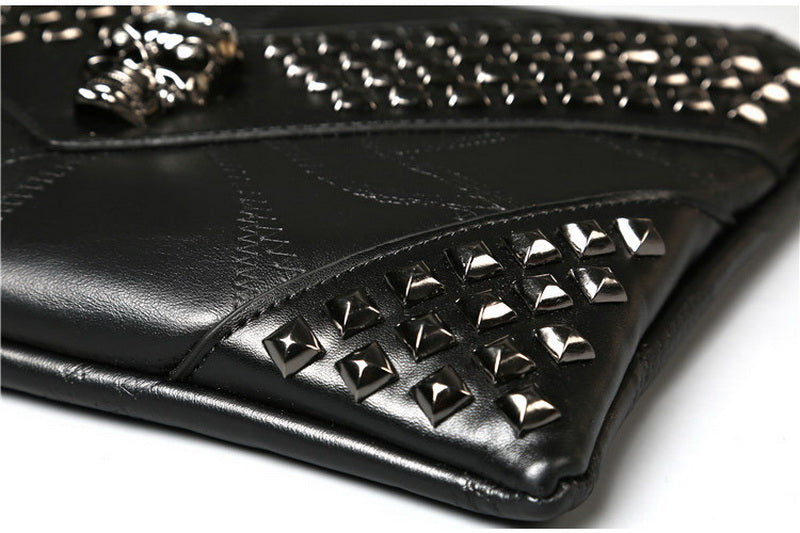 Clutch Handbag Rivets Skull Decoration Envelope Bag Male Shoulder Messenger Bag Men's Purse Free Shipping ZM0480