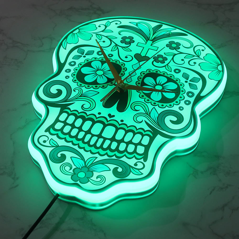 Mexican Dia De Los Muertos Day of the Dead Wall Clock