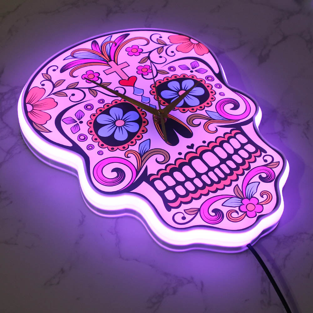 Mexican Dia De Los Muertos Day of the Dead Wall Clock