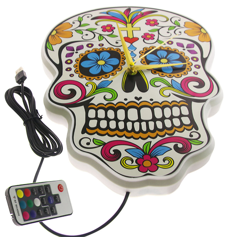 Mexican Dia De Los Muertos Day of the Dead Wall Clock