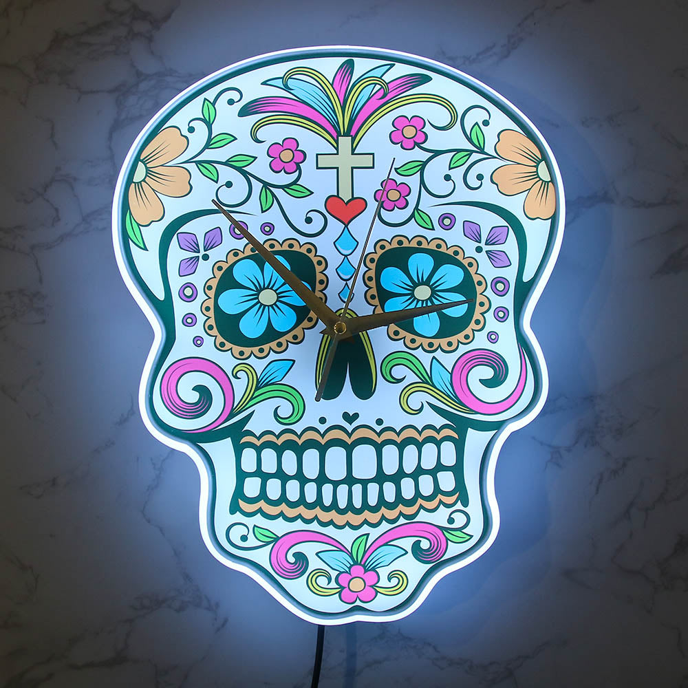 Mexican Dia De Los Muertos Day of the Dead Wall Clock