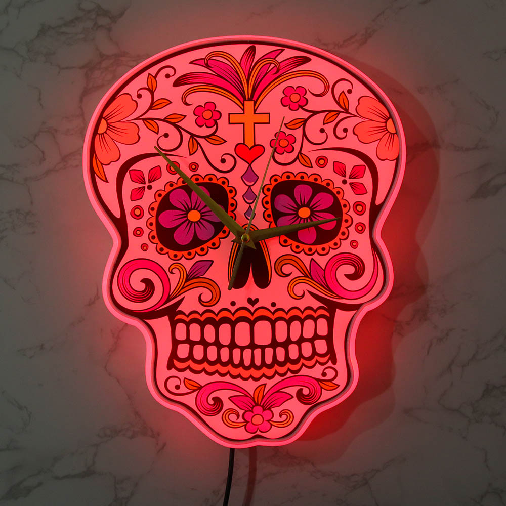 Mexican Dia De Los Muertos Day of the Dead Wall Clock