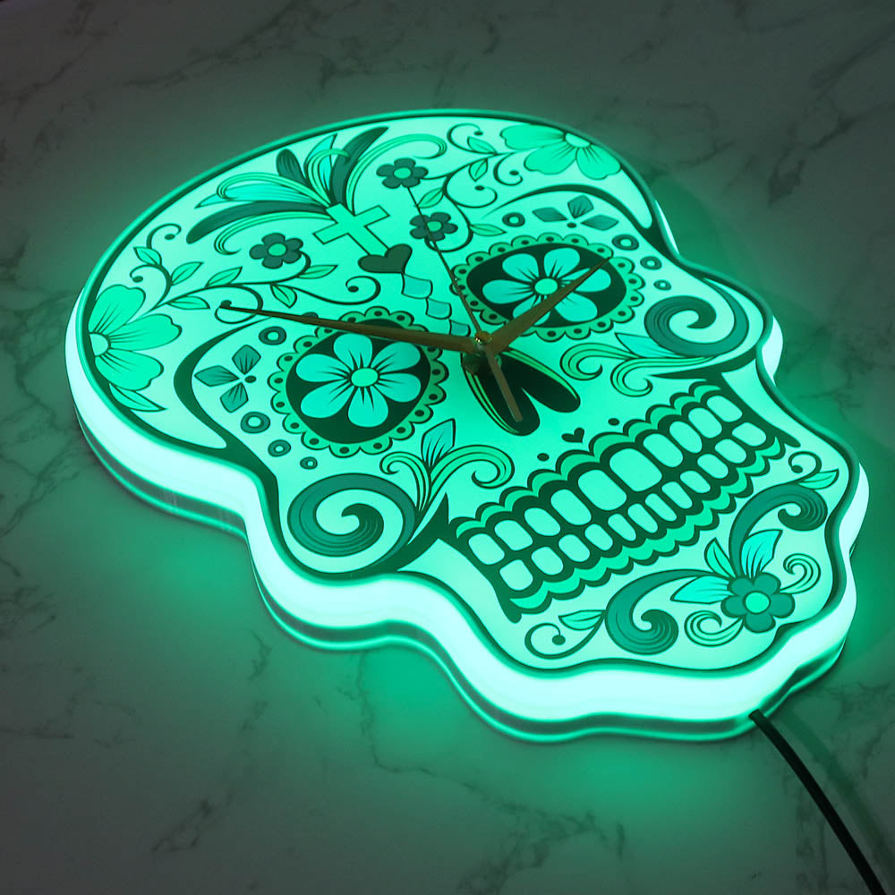 Mexican Dia De Los Muertos Day of the Dead Wall Clock