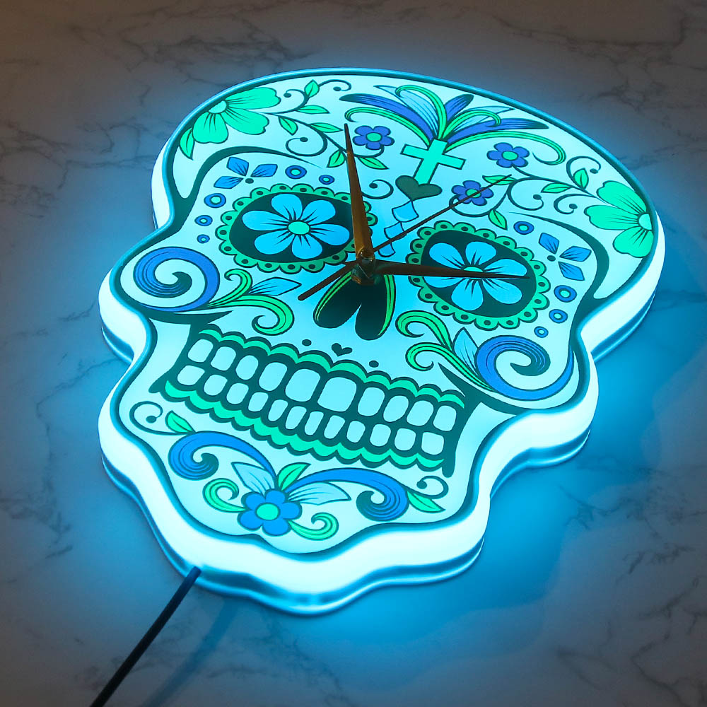 Mexican Dia De Los Muertos Day of the Dead Wall Clock