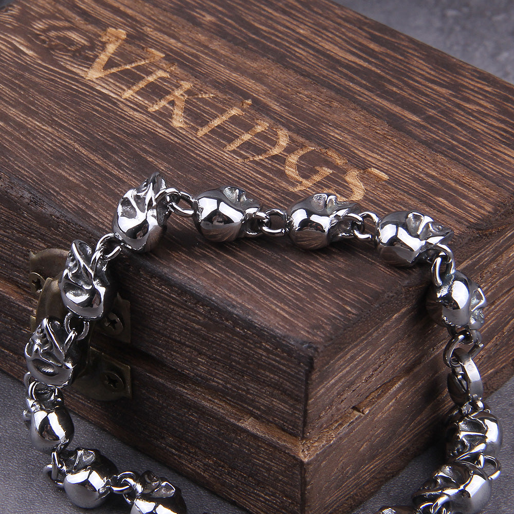 Stainless steel new design punk skull chain bracelet stainless steel charm bracelet jewelry