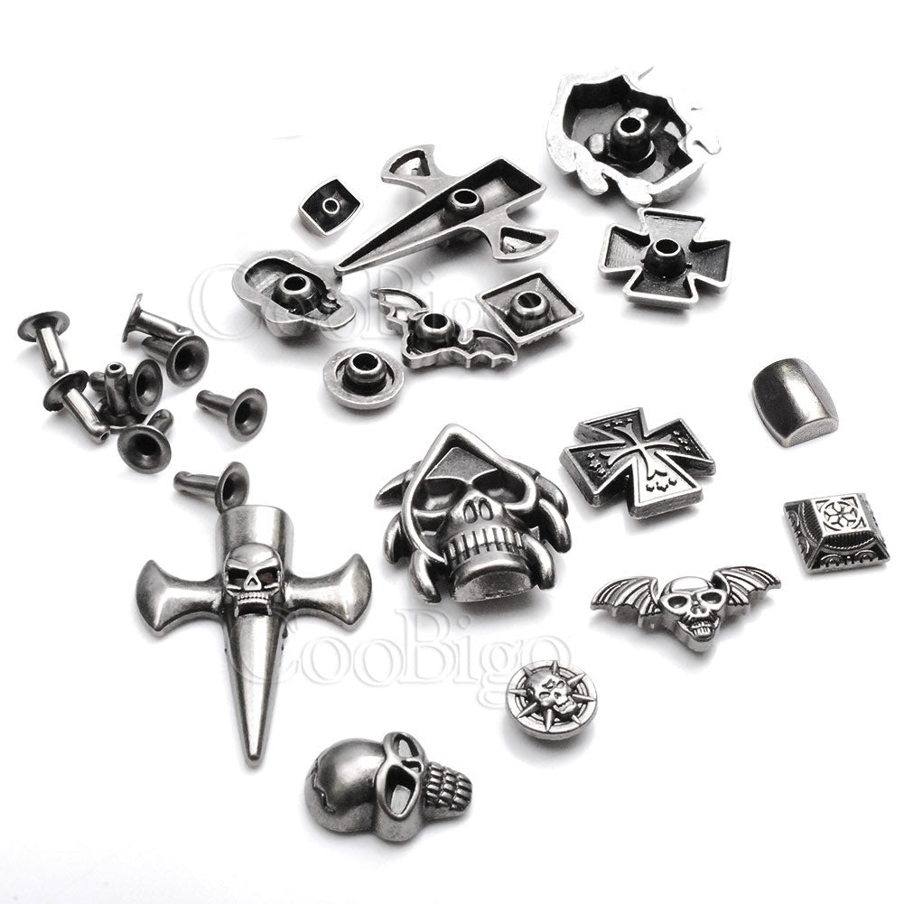Metal Studs Rivet Spikes Leather Bracelet Clothes Shoes Bag Belt DIY Craft Accessories 30Sets