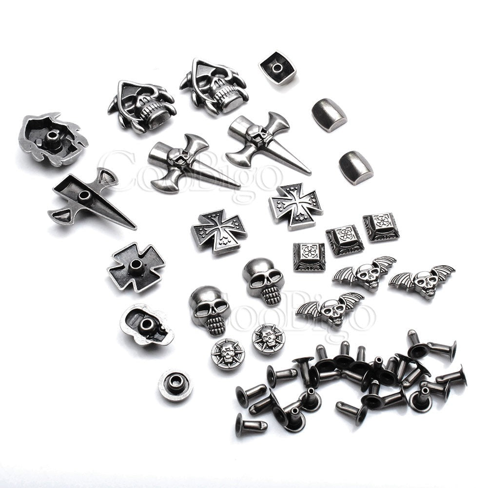 Metal Studs Rivet Spikes Leather Bracelet Clothes Shoes Bag Belt DIY Craft Accessories 30Sets