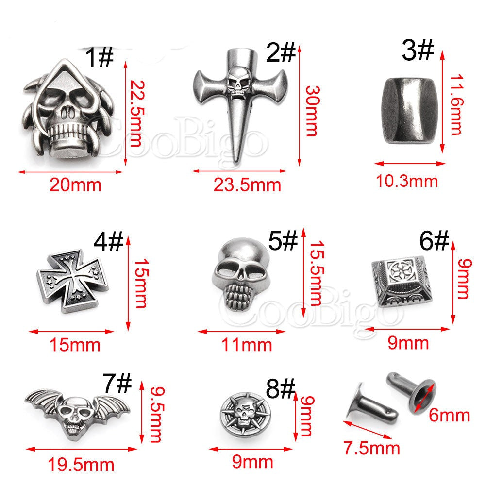 Metal Studs Rivet Spikes Leather Bracelet Clothes Shoes Bag Belt DIY Craft Accessories 30Sets