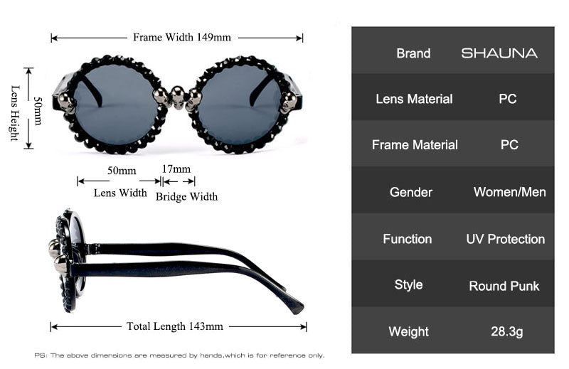 Gothic Skull Sunglasses Halloween Christmas Cat Eye Crystal Punk Sun Glasses