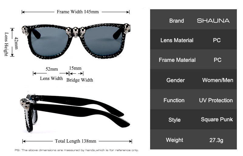 Gothic Skull Sunglasses Halloween Christmas Cat Eye Crystal Punk Sun Glasses