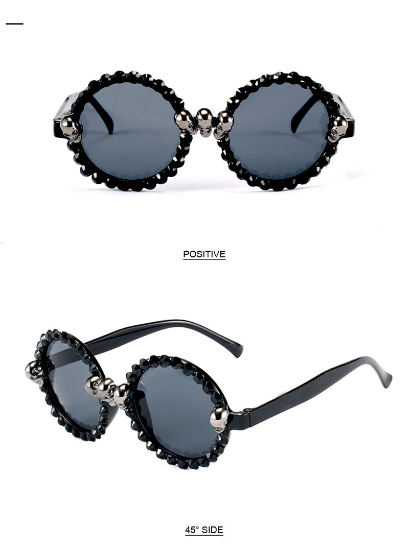 Gothic Skull Sunglasses Halloween Christmas Cat Eye Crystal Punk Sun Glasses