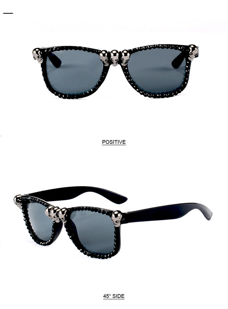 Gothic Skull Sunglasses Halloween Christmas Cat Eye Crystal Punk Sun Glasses