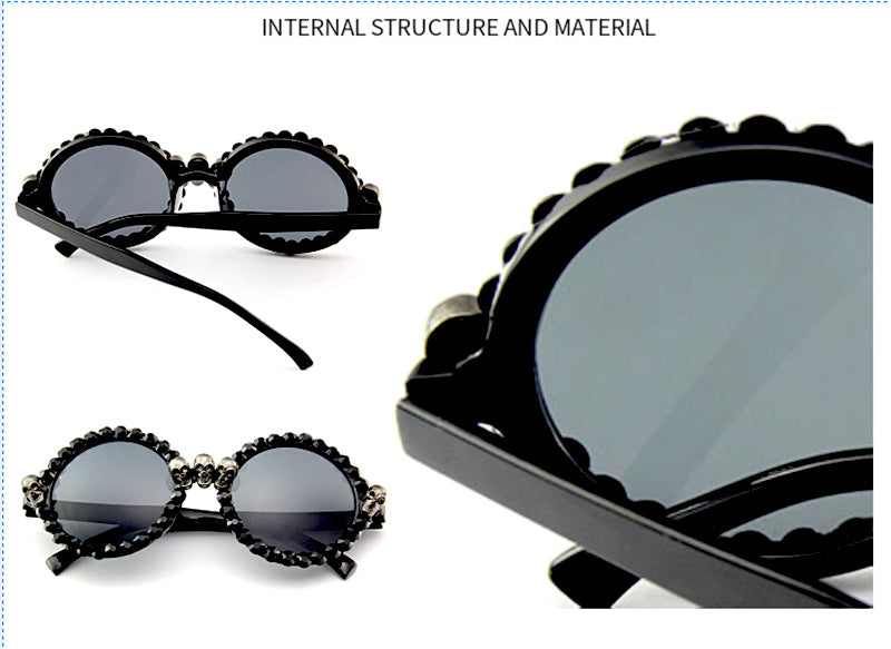 Gothic Skull Sunglasses Halloween Christmas Cat Eye Crystal Punk Sun Glasses