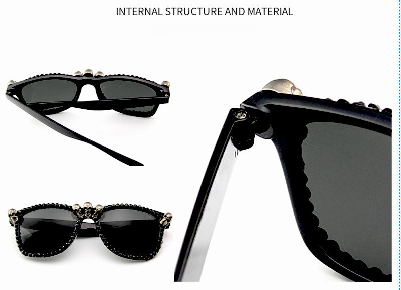 Gothic Skull Sunglasses Halloween Christmas Cat Eye Crystal Punk Sun Glasses