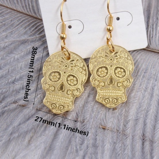 Acrylic Skull Earrings Halloween Dangle Earring Rose Gold Silver Mirror Earrings Laser Cutout