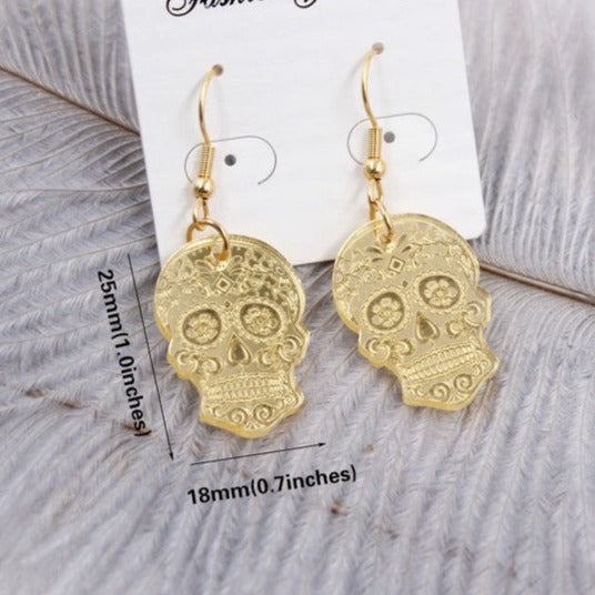 Acrylic Skull Earrings Halloween Dangle Earring Rose Gold Silver Mirror Earrings Laser Cutout