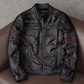 Spring Original Leather Motorcycle Jacket Skull Embroidery Top Layer Cowhide Clothing Slim Fit Black Slim Coat