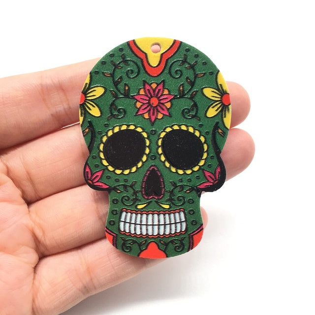 20pcs Acrylic Skull Charms Flora Sugar Skull Halloween Charms For Keychain Necklace