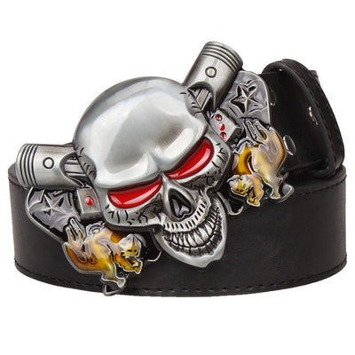 Wild exaggerated style belt Joker Poker metal buckle belts demon clown skull