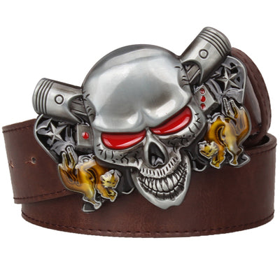 Wild exaggerated style belt Joker Poker metal buckle belts demon clown skull