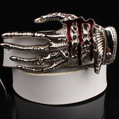 Cool fashion male leather belt metal buckle Skull devil palm design