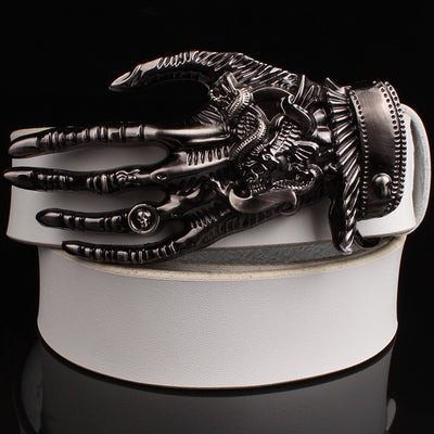 Cool fashion male leather belt metal buckle Skull devil palm design