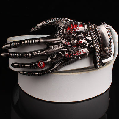 Cool fashion male leather belt metal buckle Skull devil palm design