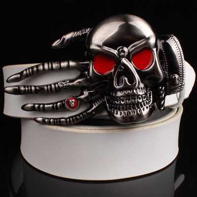 Cool fashion male leather belt metal buckle Skull devil palm design