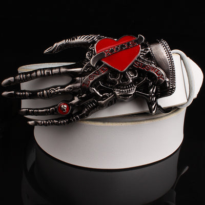 Cool fashion male leather belt metal buckle Skull devil palm design