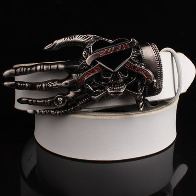 Cool fashion male leather belt metal buckle Skull devil palm design