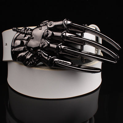 Cool fashion male leather belt metal buckle Skull devil palm design