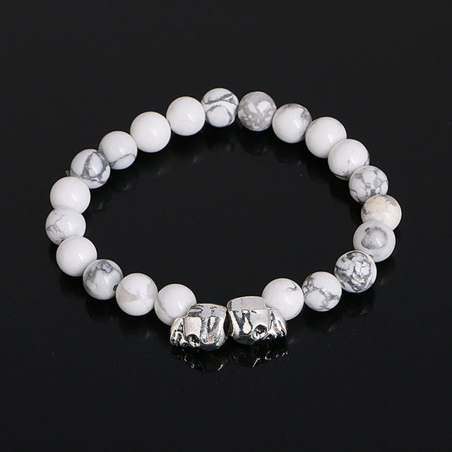 Tiger Eye Beads Bracelets Duplex Skull Bangles Rope Chain Natural Stone Volcanic