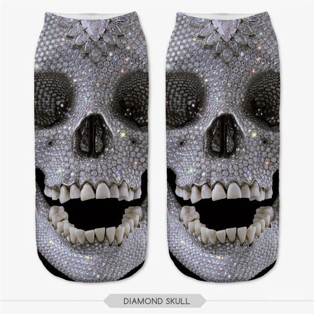 New 3D Women Socks Cute Mexican SKull Harajuku Multiple Color Funny Cute Novelty Socks