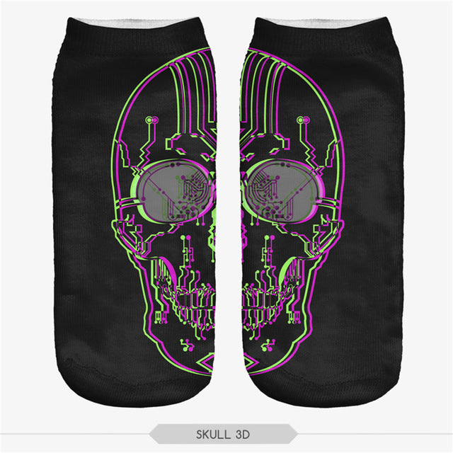 New 3D Women Socks Cute Mexican SKull Harajuku Multiple Color Funny Cute Novelty Socks