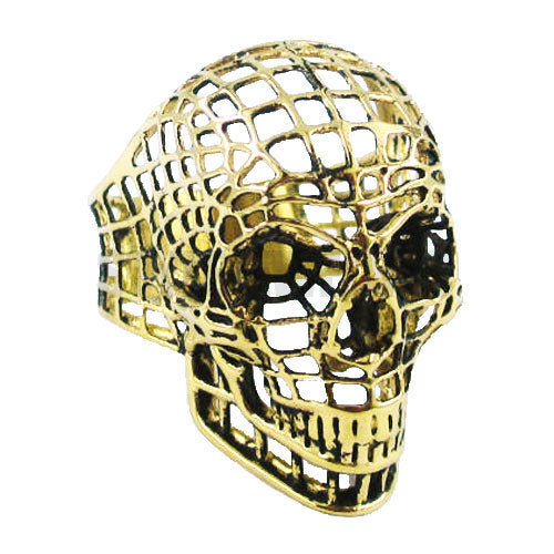 Silver, Gold Hollow Out Skull Biker Ring Stainless Steel Jewelry Spider Web Spiderman