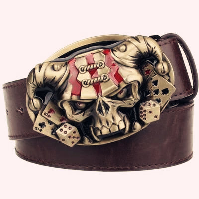 Joker Poker card metal buckle belts demon clown skull exaggerated style belt hip hop waistband