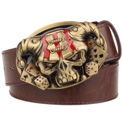 Joker Poker card metal buckle belts demon clown skull exaggerated style belt hip hop waistband