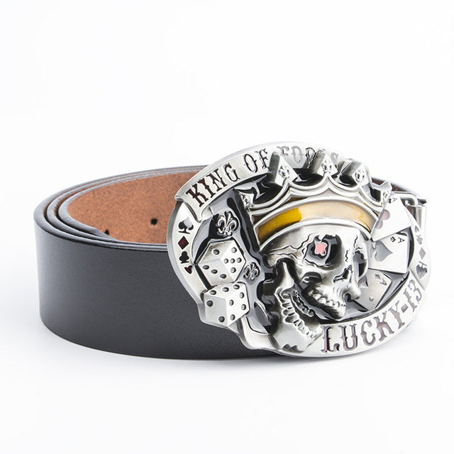 Skull Luxury Punk Rock Designer Belts Men High Quality Genuine Leather