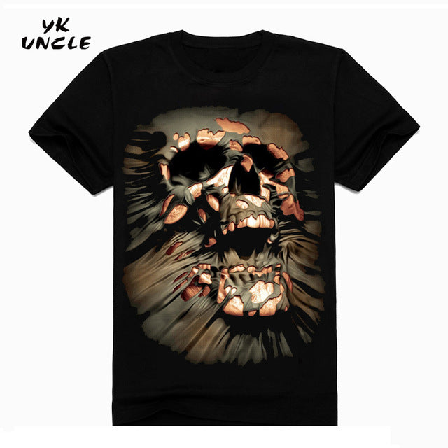 Hip Hop T shirt Men Tshirt T-shirt 3D Sickle Skulls Motorcycle Shackle