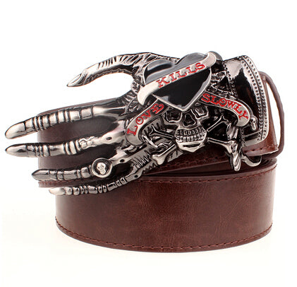 Men Punk Belt metal rock Belt Skull devil Ghost claw Belt buckle