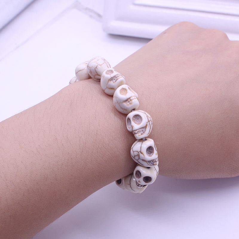 Fashion Skull Jewelry Wholesale Punk Personality Color Skull Stretch Bracelets Skull