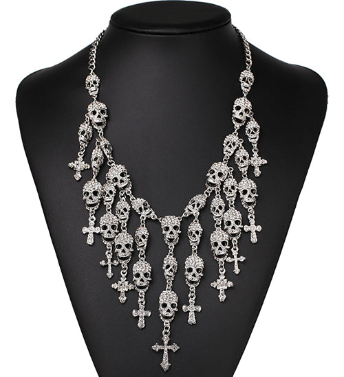 Vintage Skull Heads necklace crystal skeleton necklace fashion necklaces & pendants skull