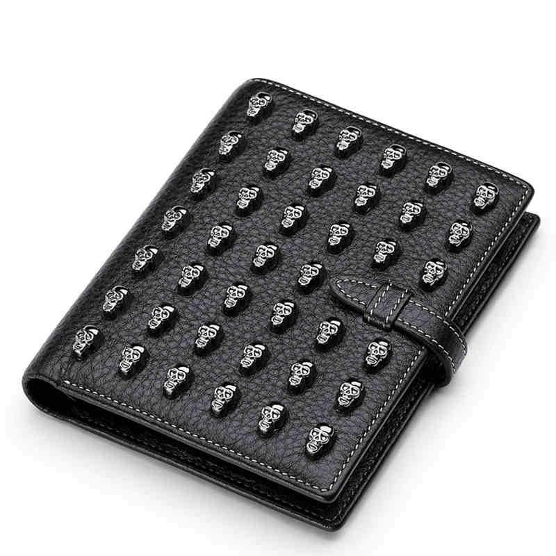 Steampunk Bifold Wallets 100% Genuine Cow Leather Stylish Vintage Skull Wallet