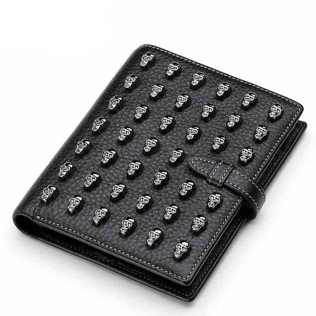 Steampunk Bifold Wallets 100% Genuine Cow Leather Stylish Vintage Skull Wallet