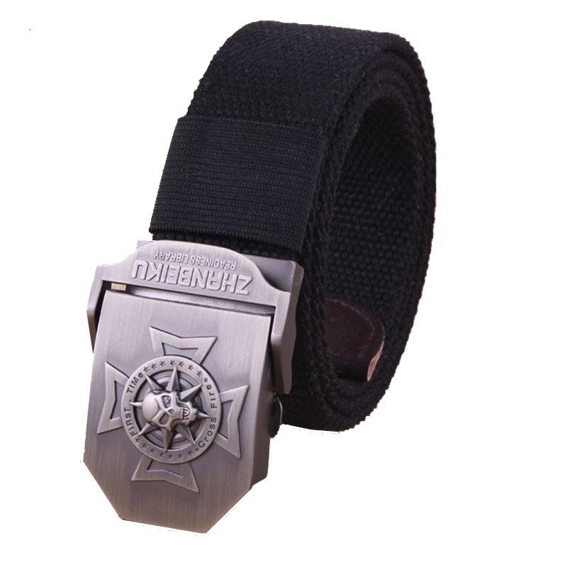 Canvas belt Skull Cross metal buckle  military belt Army tactical belts