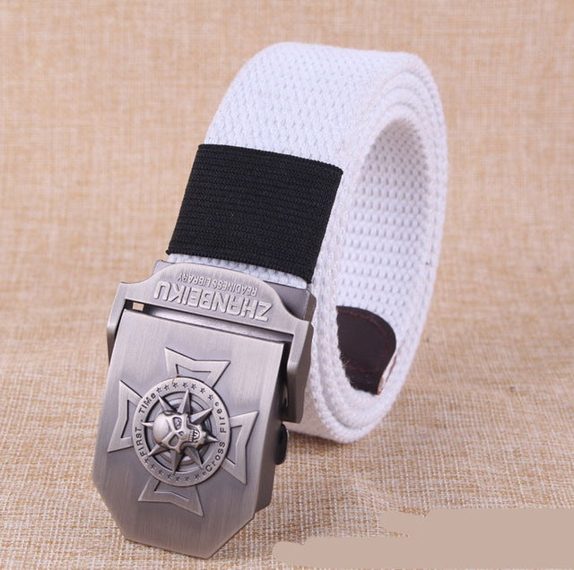 Canvas belt Skull Cross metal buckle  military belt Army tactical belts