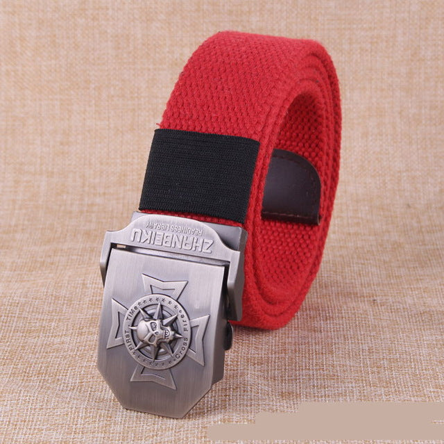 Canvas belt Skull Cross metal buckle  military belt Army tactical belts