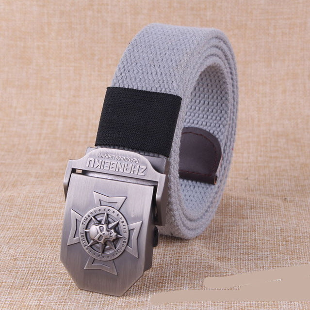 Canvas belt Skull Cross metal buckle  military belt Army tactical belts