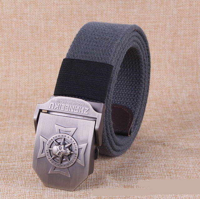 Canvas belt Skull Cross metal buckle  military belt Army tactical belts