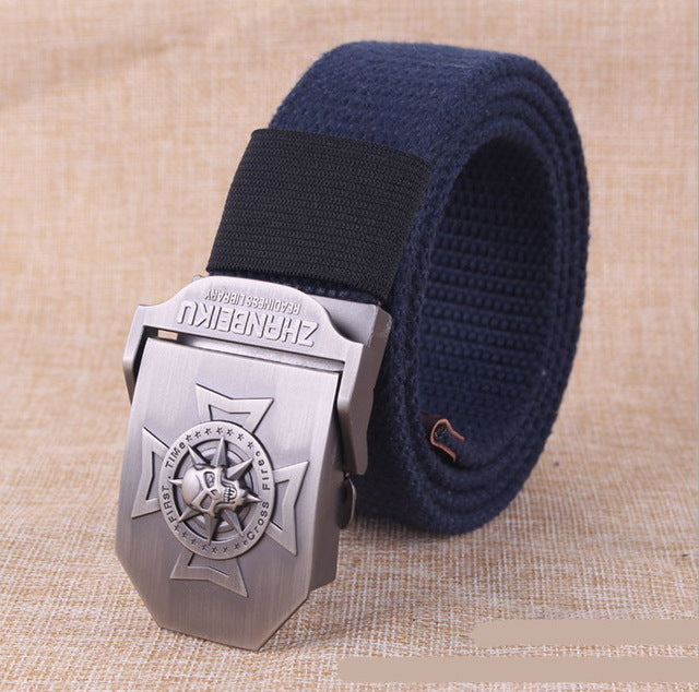 Canvas belt Skull Cross metal buckle  military belt Army tactical belts